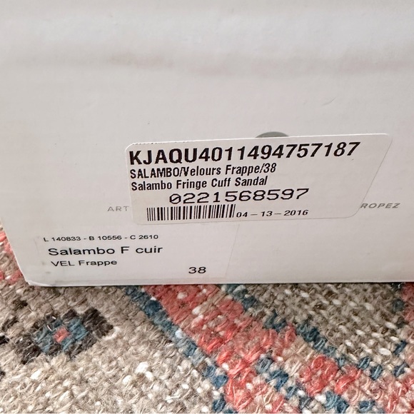 K. Jacques Saint Tropez Salambo Suede Fringe Cuff Flat Sandals 38 Nude Ankle Tie - Picture 6 of 12